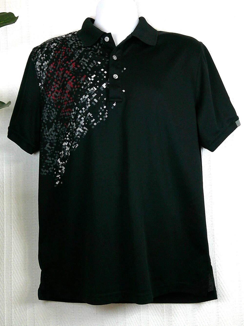 PGA Tour Pro Series Polo/Golf Athletic Fit Black Side Print Shirt-Men's XXL